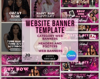 Website Banner Kit, Website Headers, Web Banners, Squarespace Banners, Website Banner Set, Shopify Banner, Editable Canva Templates
