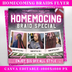 Homecoming Bookings, Homecoming Flyer, Hair Lash Braids Booking Flyer, Flash Sale Flyer, Book Now Flyer, Homecoming Booking Flyer