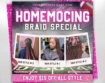 Homecoming Bookings, Homecoming Flyer, Hair Lash Braids Booking Flyer, Flash Sale Flyer, Book Now Flyer, Homecoming Booking Flyer