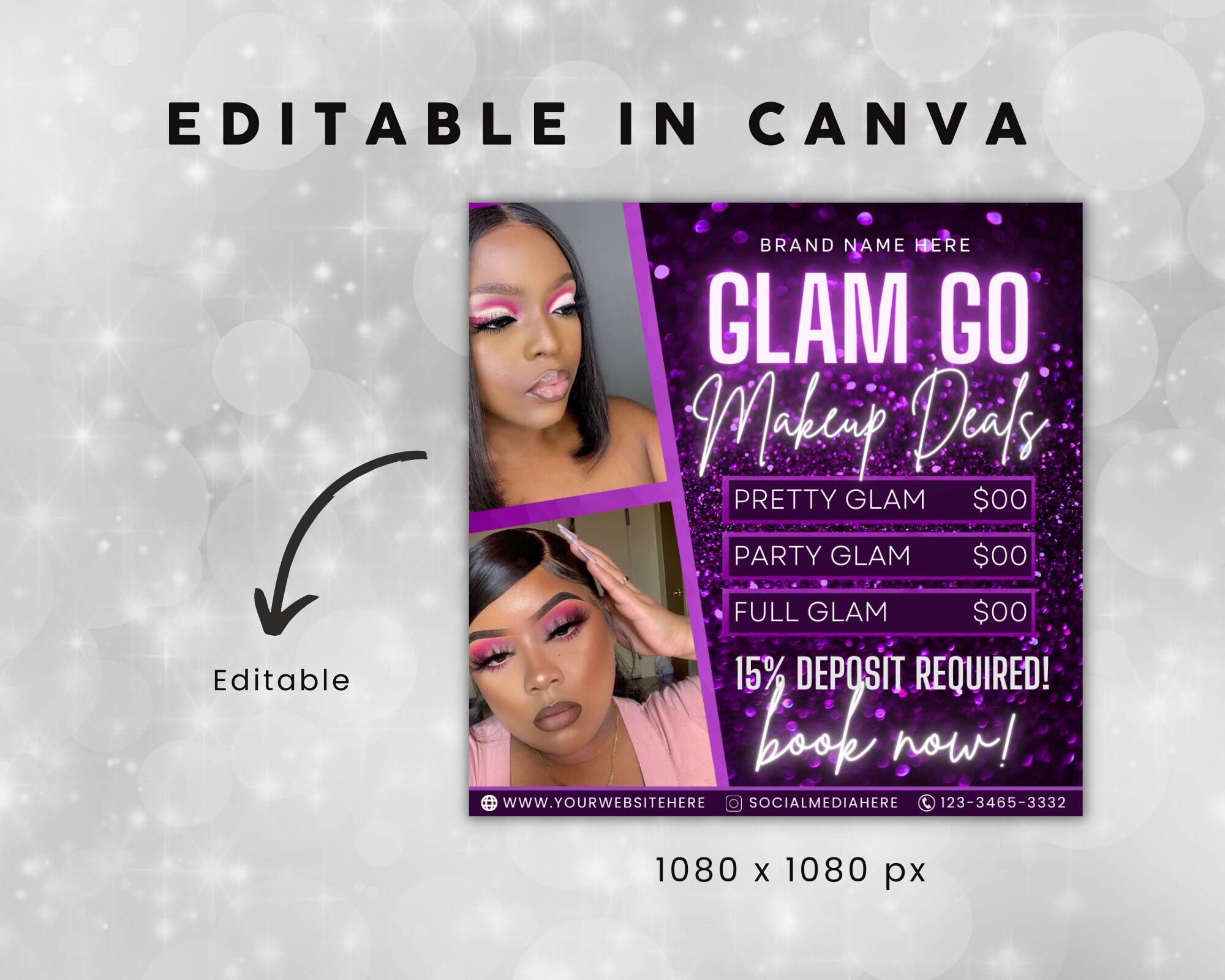 Editable Glam Go Makeup Special Deals Template, Custom Makeup Pricing ...