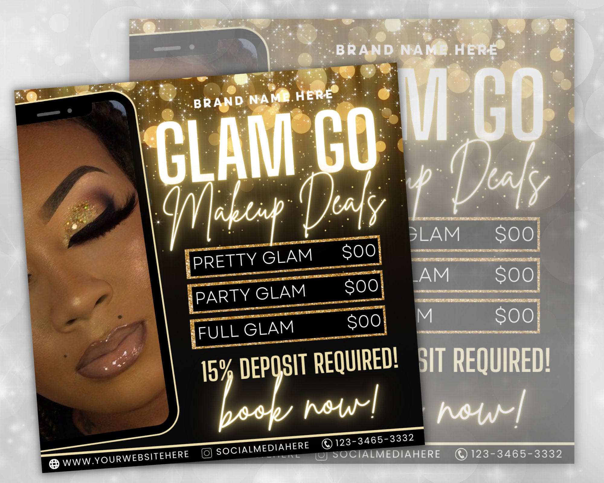 Editable Glam Go Makeup Special Deals Template, Custom Makeup Pricing ...