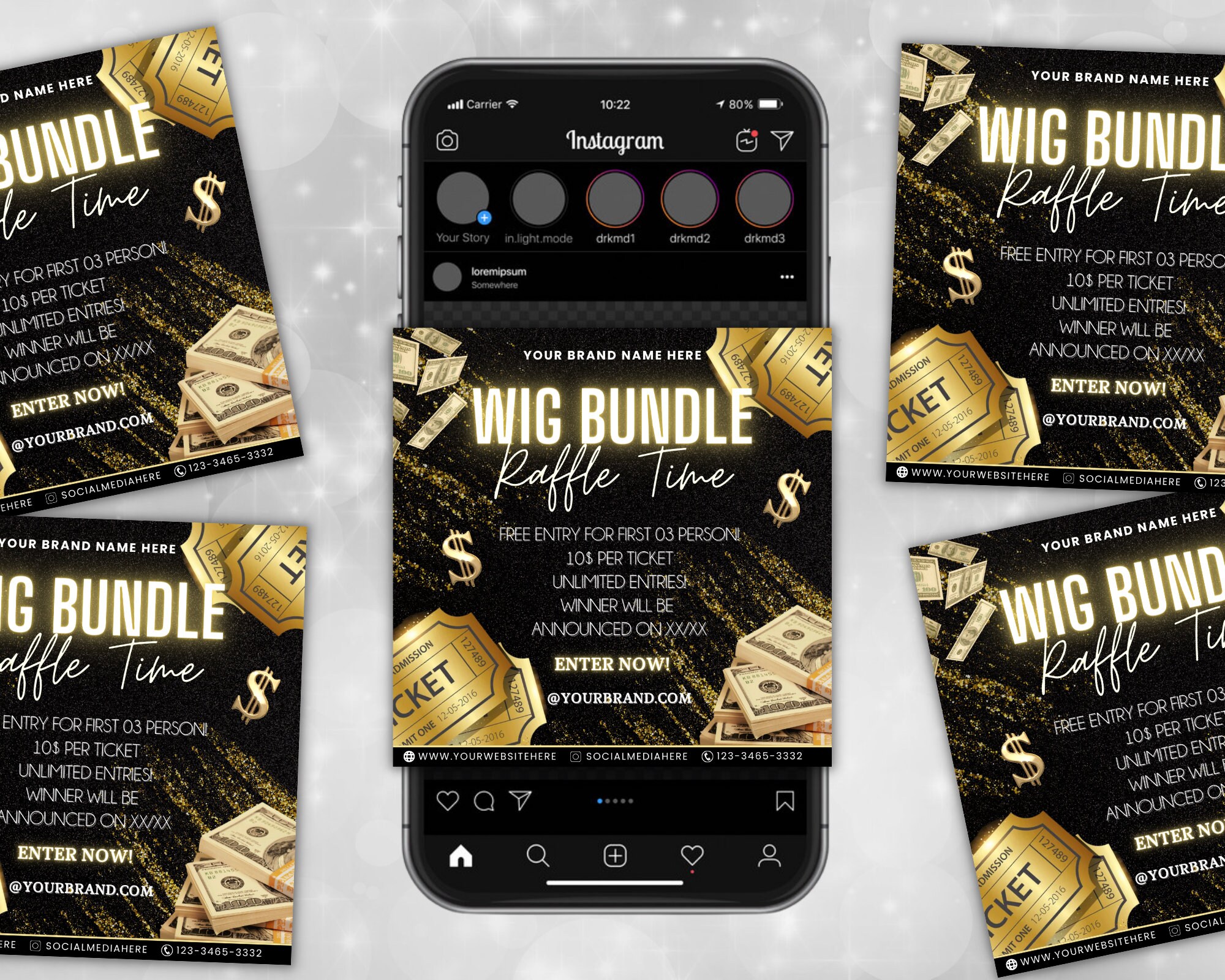 Raffle Flyer Template | DIY Business Branding Giveaway Ticket Contest ...