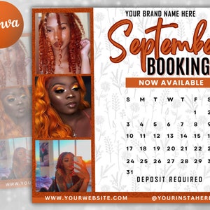 Editable September Fall Flyer, Booking Now Available, Appointment Flyer, Canva Template, Beauty, Nails, Social Media Flyer, Book Now Flyer