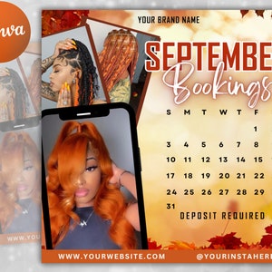 Editable September Fall Flyer, Booking Now Available, Appointment Flyer, Canva Template, Beauty, Nails, Social Media Flyer, Book Now Flyer