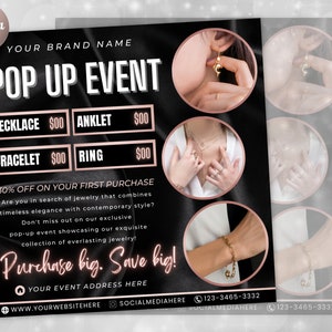 Permanent Jewelry Flyer, Permanent Jewelry Pop Up, Permanent Jewelry Marketing, Editable Instagram Post, Canva Flyer, Instant Download