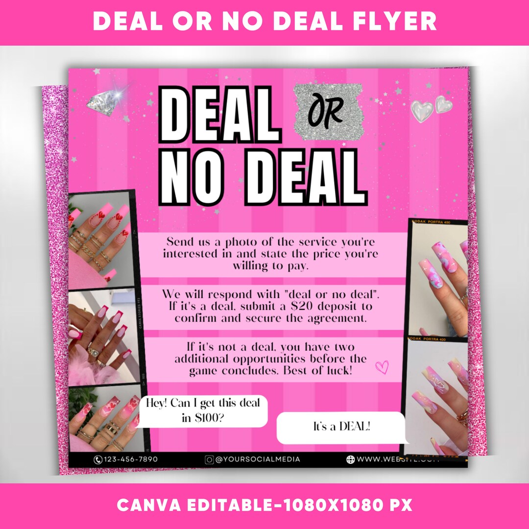 Deal or No Deal Flyer for Nails, Valentines Deal or No Deal Flyer