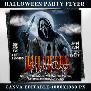 Halloween Flyer, Halloween Party Flyer, Halloween Party Einladung, Halloween Szn, Social Media Flyer, Canva Editierbar, sofortiger Download