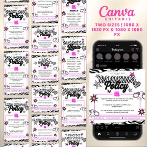 35+ Booking Policy Templates, Editable Zebra Theme Booking Policies For Instagram Story,Canva Booking Policy For Lash,Nail,Hair,Cancellation