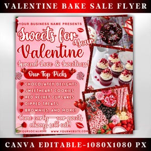 February Bake Sale Flyer, Valentine&#39;s Day Bake Sale Flyer, Sweet Treats Flyer,Valentine&#39;s Day Dessert Flyer, Valentines Sale,Bake Shop Flyer