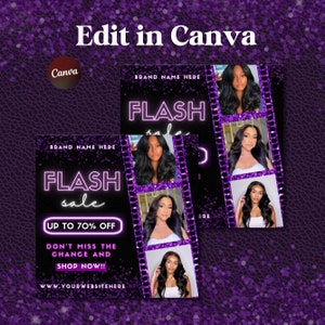 DIY Editable Flash Sale Flyer - Hair Makeup Business Fashion Boutique Flyer - Premade Social Media Sale Flyer Template