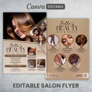 Modèle de toile pour salon de beauté bricolage, Flyer de salon de maquillage pour les ongles et les cheveux, conception de Flyer esthéticienne esthéticienne, modifiable, téléchargement numérique