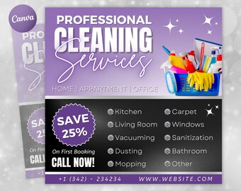 Cleaning Service Flyer, Airbnb Flyer, DIY Flyer Template Design, Cleaning Flyer Advertisement,Housekeeper Cleaner Flyer,Canva Flyer Template