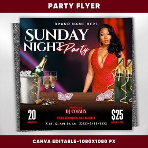 Club Flyer Template, Event Flyer, DIY Flyer Design, Digital Birthday Flyer Canva Template, DJ Party Invite for Social Media Instagram