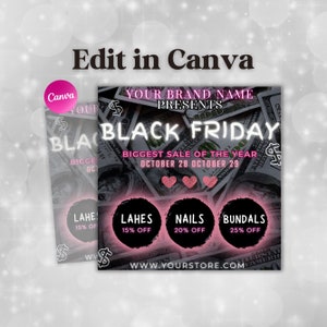 Black Friday Flyer, DIY Pink Friday Flyer, bewerkbare Canva-sjabloon, Black Friday Sale Flyer, Black Friday Flyer Instagram Stories