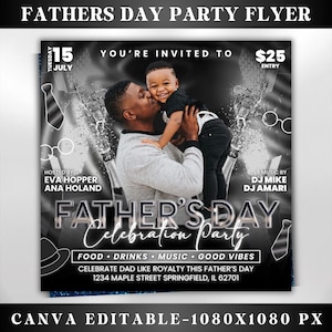 Father&#39;s Day Party Flyer, Father&#39;s Day Invitation Flyer, Best Dad Event Flyer, Party Flyer Template, Social Media Flyer, Instant Download