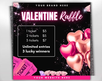 Valentine's Day Raffle Flyer, Event Giveaway Flyer, Valentine Raffle Ticket Flyer Template February Raffle Canva Editable Instant Download