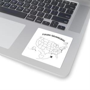 STICKER Future Adventures, USA, USA, Color Your Territory, Reisen, Färbung, DIY, Reiseliebhaber, niedlicher Laptop Aufkleber, Reisegeschenk