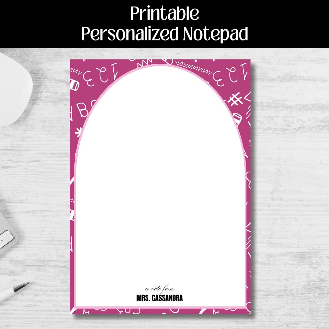Printable Personalized 5 X 7 Inches Notepad – Customized Stationery ...