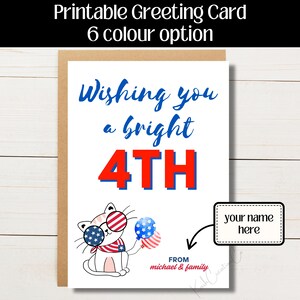Personalized 4th of July Card – Printable Cute Patriotic Holiday Card for Independence Day Celebration, Digital Download
