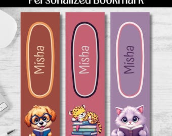 Printable Floral Bookmark Set of 3 | Personalized 2x7 Name Bookmarks ...
