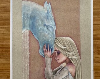FROZEN POSTER "Elsa and the Water Nokk" Drawing by artist Sonja Heisinger - 18x24 Signed Print