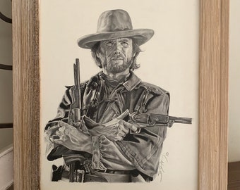 Clint Eastwood Wall Art - Original Drawing by artist Sonja Heisinger