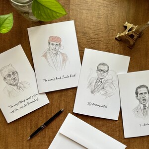 The Office Greeting Cards - Michael Scott Minimalist Cards, Pack of 4 Different Designs