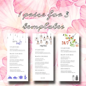 INSTANT DOWNLOAD Menu Templates | Restaurant Opening, Wedding, Engagement Birthday Menu | Editable in Canva | Modern, Satiate, Minimalist