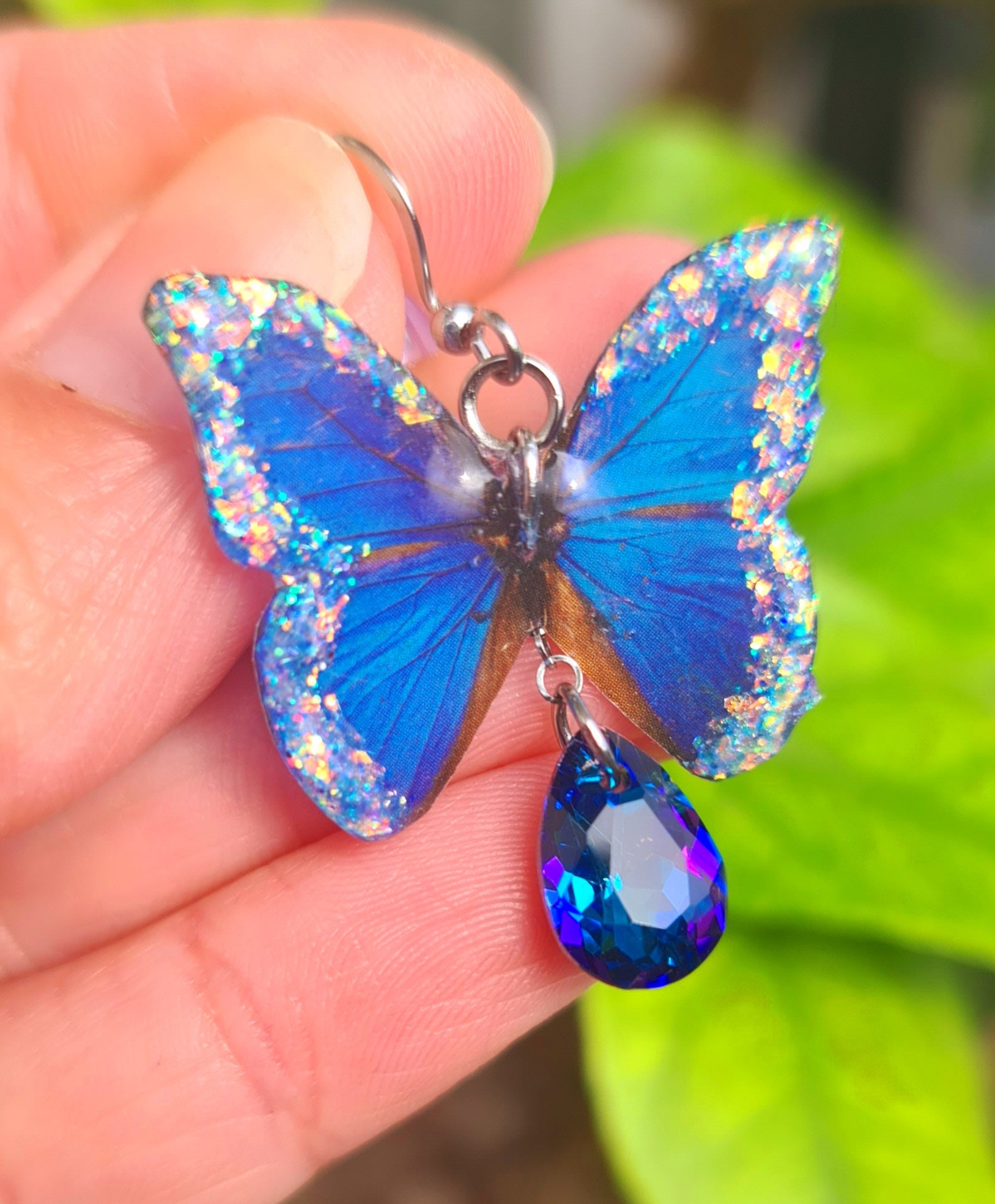 Collana Con Farfalla Blu, Catena In Argento, 24" - Italia - Foto 6