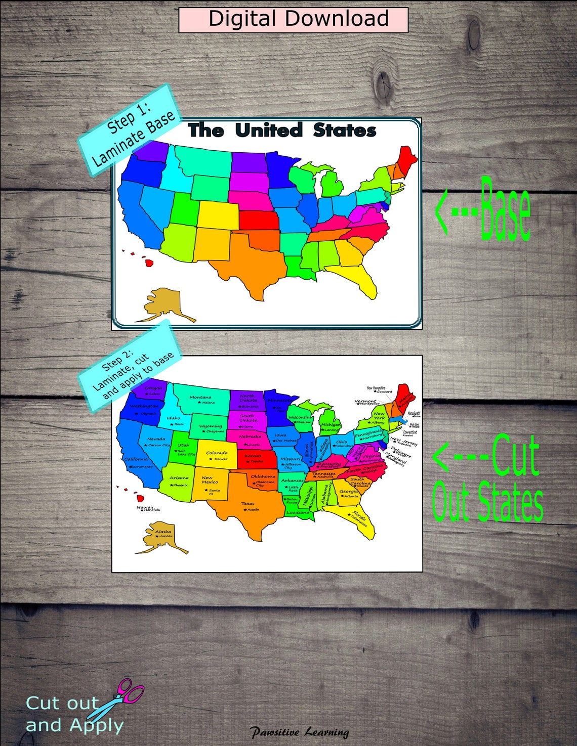United states map US printable US map activity USA puzzle | Etsy