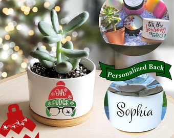 Personalisierter Urlaub Sukkulenten Geschenk | Personalisierter Keramik Über pflanzer | Spa Geschenkbox | Live Sukkulenten Weihnachtsgeschenk