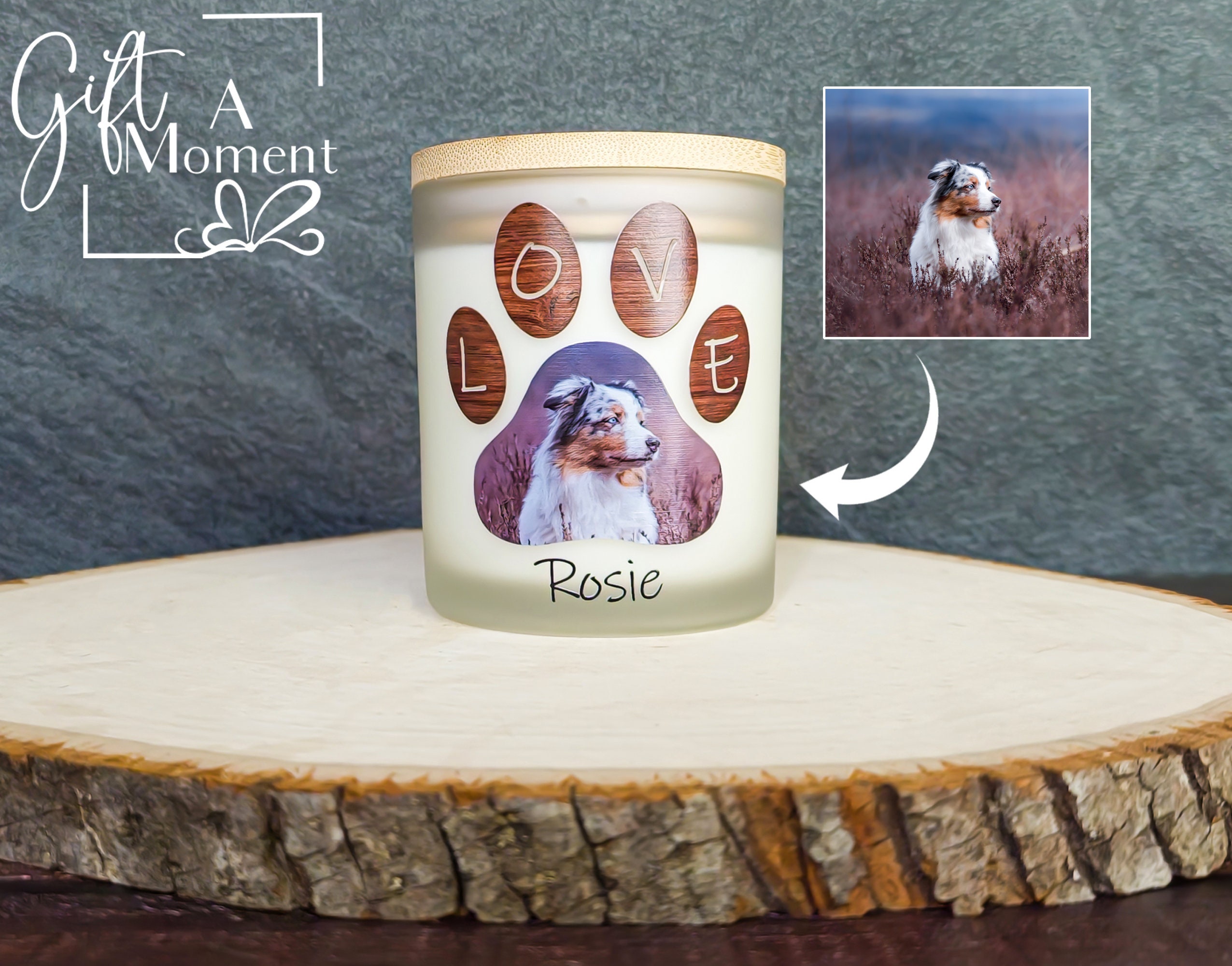 Personalized Pet Memorial Candle | Pet Sympathy Gift | Custom Photo & Name | Paw Print Soy Candle | Pet Loss Gift | Pet Remembrance Candle