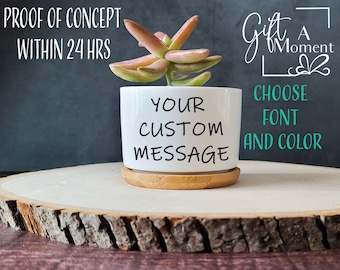 Custom Text Succulent Gift | Custom Color | Live Succulent | Anniversary, Holiday, Birthday, Congratulations, Teacher, Friend