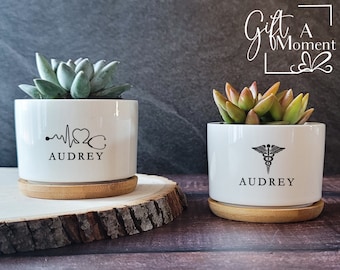 Personalized Medical Profession Succulent Gift | Live Succulent |Nurse, Doctor, First Responder, Graduation, Thank you, Minimalist
