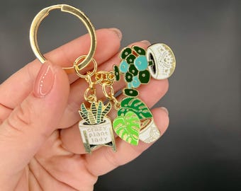 Llavero con forma de hoja / Verde y rosa / Accesorios de jardín Monstera / Decoración de plantas de interior / Colorido y original / Pizarra blanca para nevera