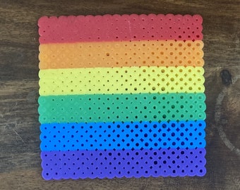 Rainbow Pride Flag Coasters - Perler Bead Coasters