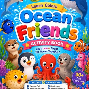 Voorschoolse activiteitenboek Ocean Friends | 3-6 jaar, kleuren, overtrekken, tellen (digitale download)