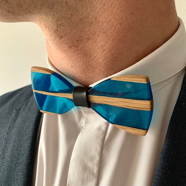 Wooden bow tie, turquoise bow tie, mens bow tie, wedding bow tie, best gift for men, gift for husband, unique bow tie, unusual gift for mens