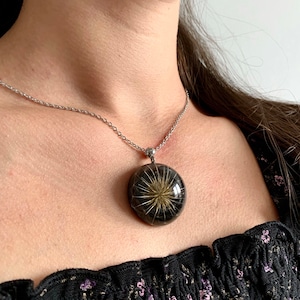 Dandelion hemisphere necklace, real dandelion jewelry, dandelion pendant, epoxy resin necklace, unique necklace for women, unusual jewelry