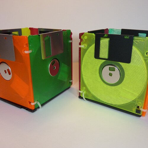 Handmade Retro Upcycled 35 Floppy Disk Desk Tidy Etsy UK