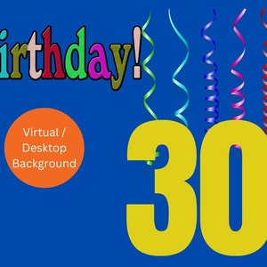 30th Birthday Background for Zoom and Virtual Meetings Digital Birthday ...