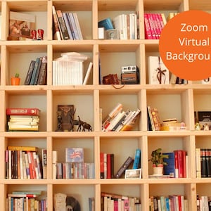 Bookshelf Zoom Background, Digital Virtual Background for Zoom Meetings