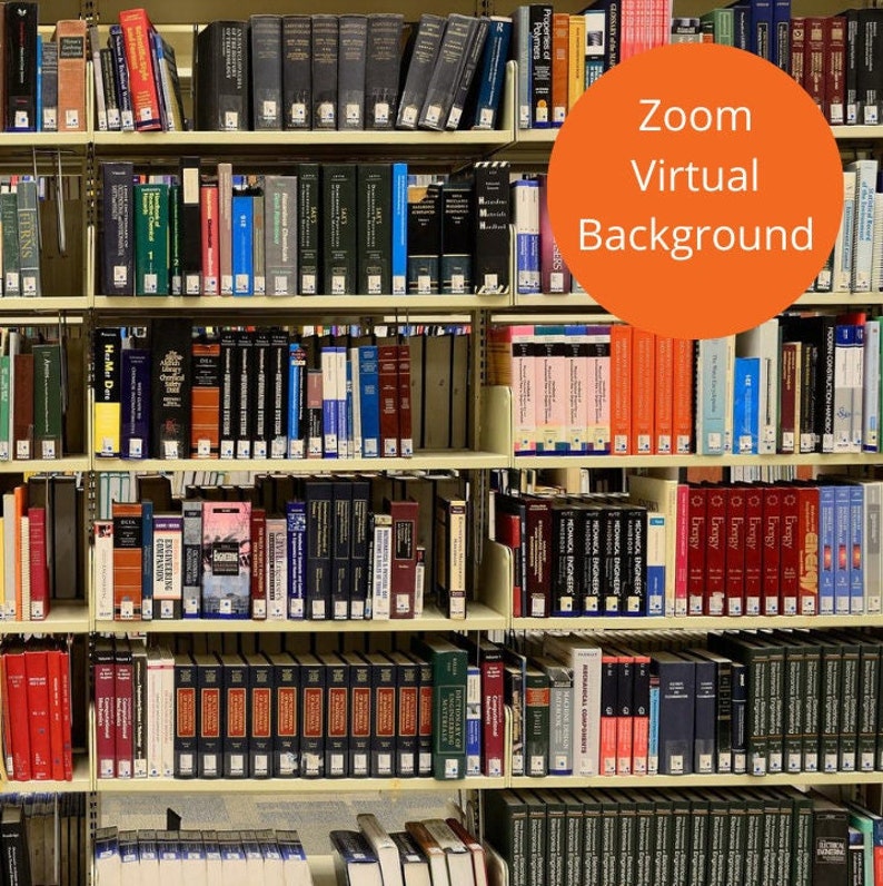 Library Bookshelf Zoom Background, Digital Virtual Background for Zoom