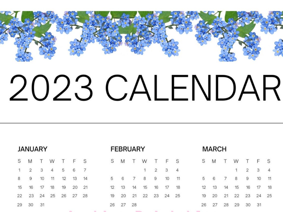 2023 Year at a Glance Desktop Calendar Yearly Calendar Etsy