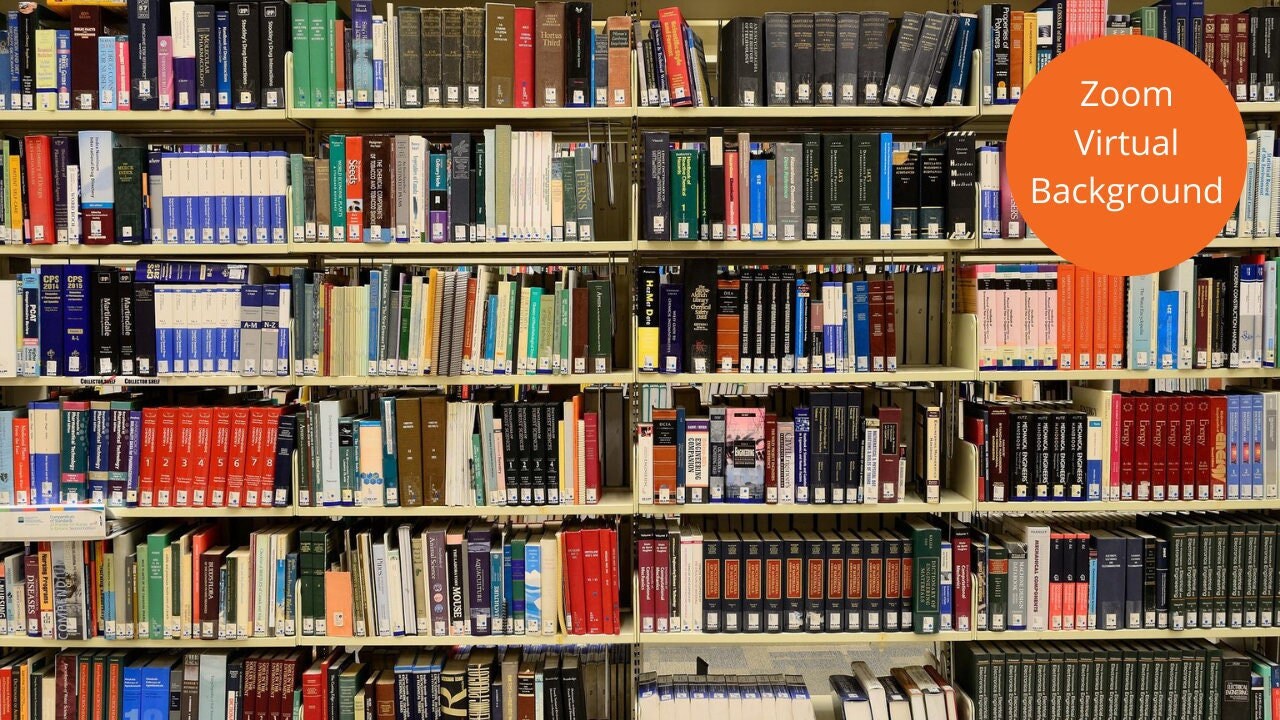 Library Bookshelf Zoom Background Digital Virtual Background Etsy New