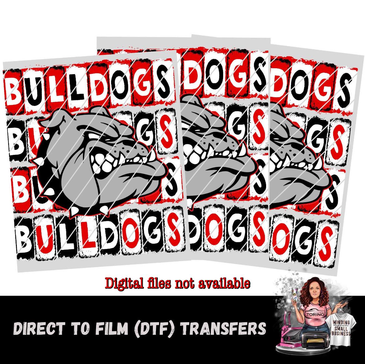 Bulldogs transfer, bulldogs gang sheet, Bulldogs DTF transfers, Red and Black bulldogs transfer, DTF gang sheet