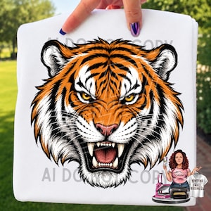 Tiger Head PNG, Tiger Clipart, Fierce Tiger Mascot, School Mascot Clipart, Transparent PNG, Digital Download