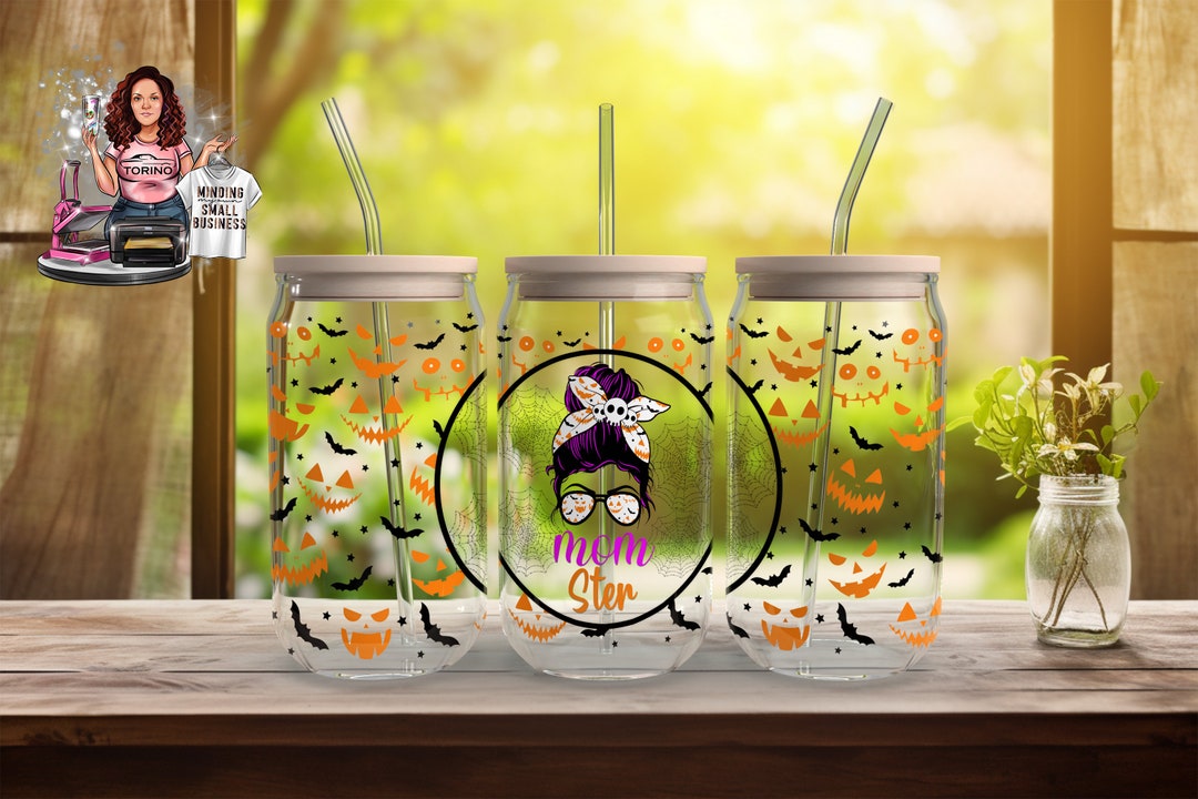 Momster Glass Cup Halloween Glass Beer Can Retro Halloween Etsy