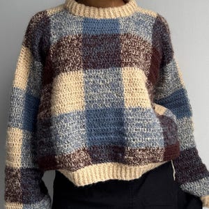 Willow Sweater Crochet Pattern | Gingham Pullover | Oversized Jumper