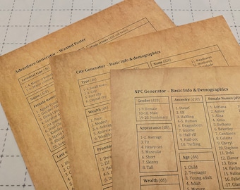 TTRPG Generators – NPCs, Cities, & Adventure